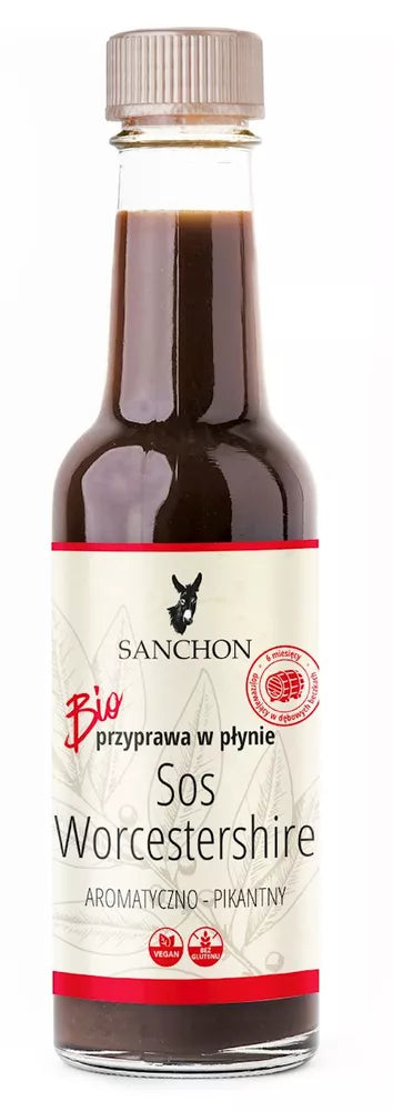 SANCHON Przyprawa w płynie worcestershire wegańska bezglutenowa (140 ml) - BIO