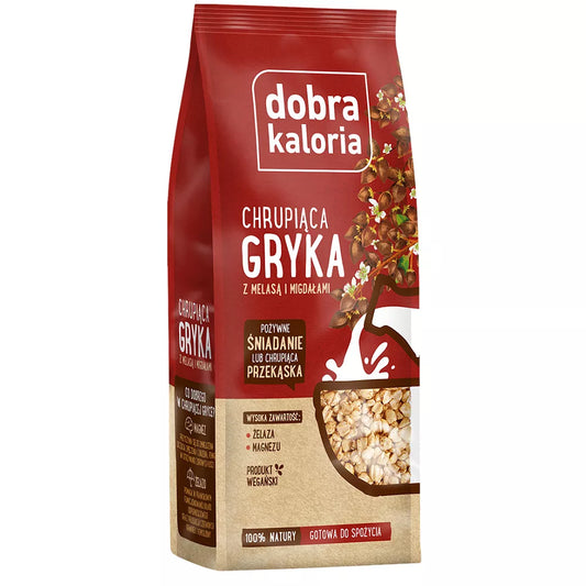 DOBRA KALORIA Chrupiąca gryka z melasą i migdałami (100g)