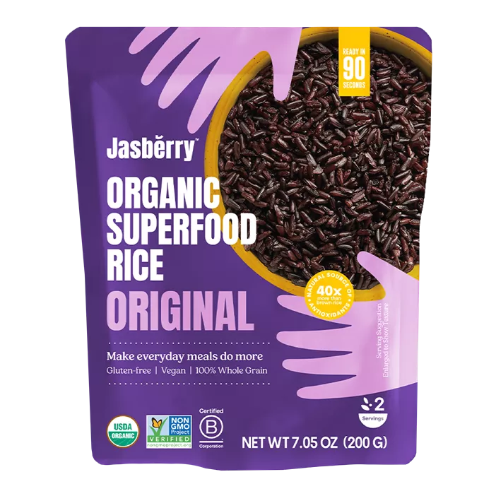 JASBERRY RICE (CALORIE WATCHERS) Ryż express Jasberry razowy z płatkami kokosowymi bezglutenowy (200 g) - BIO