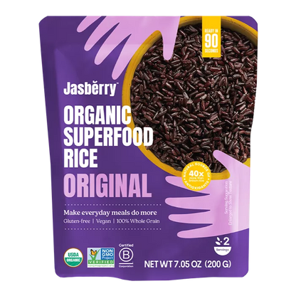 JASBERRY RICE (CALORIE WATCHERS) Ryż express Jasberry razowy z płatkami kokosowymi bezglutenowy (200 g) - BIO