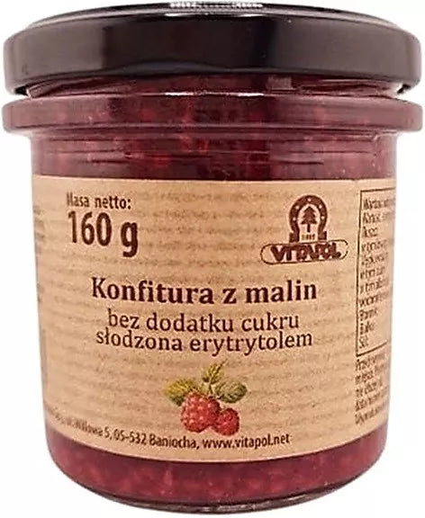 VITAPOL Konfitura z malin bez cukru słodzona erytrytolem (160 g)