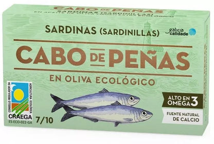 CABO DE PEÑAS Mini sardynki w ekologicznej oliwie z oliwek (85 g)