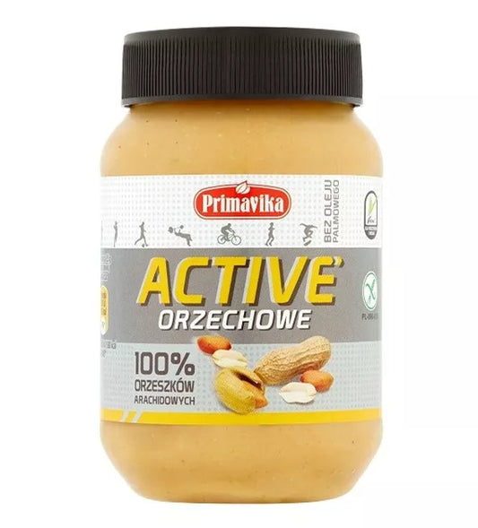 PRIMAVIKA Krem orzechowy active, 100% orzeszków arachidowych (470g)