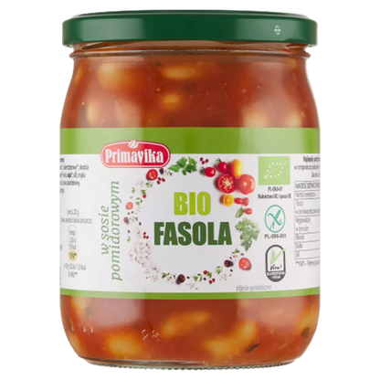 PRIMAVIKA Fasola w pomidorach (440 g) - BIO