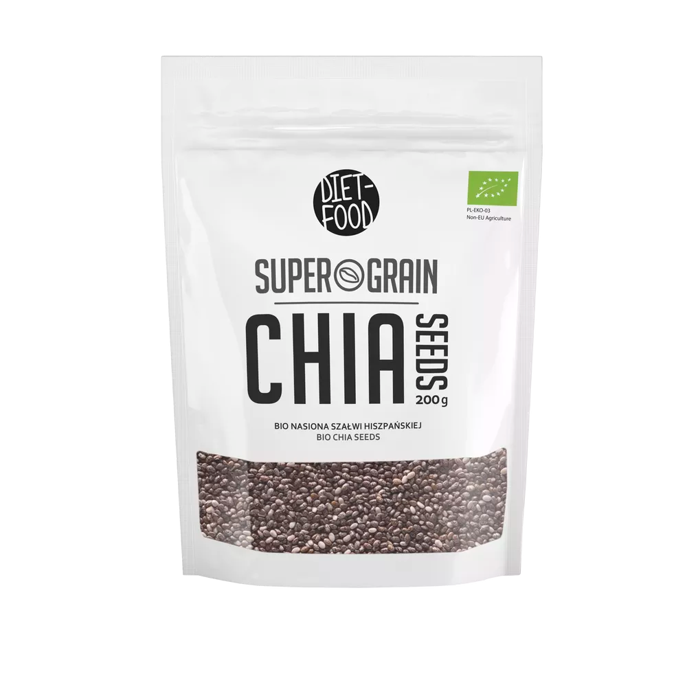 DIET-FOOD Chia - nasiona szałwii hiszpańskiej (200g) - BIO