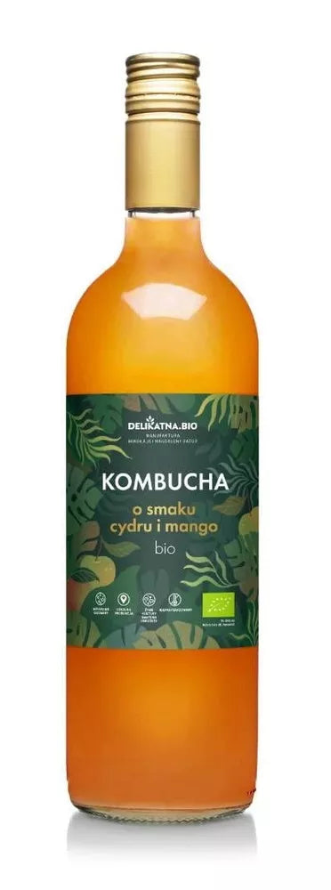 *DELIKATNA Kombucha o smaku cydru i mango (750ml) - BIO