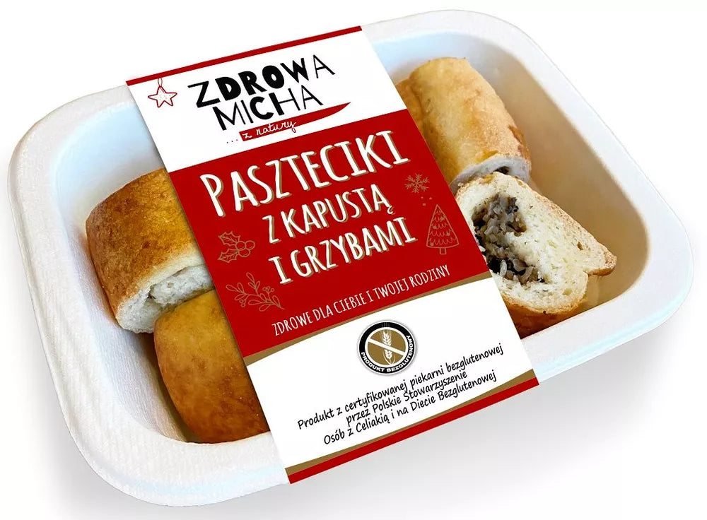 *ZDROWA MICHA Paszteciki z kapustą i grzybami bezglutenowe (140 g) - (Boże Narodzenie) - WYSYŁKA OD 17 GRUDNIA
