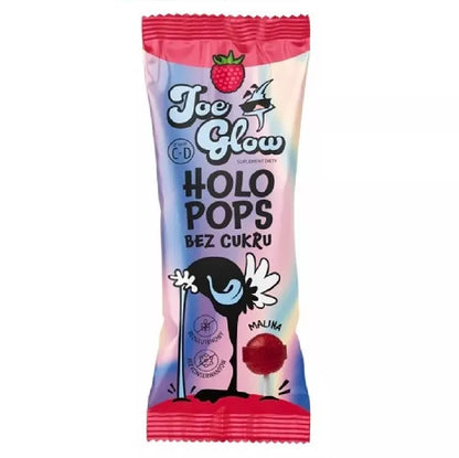 JOE GLOW Lizak HOLOPOPS kulka bez cukru o smaku malinowym z wit C i D  6 szt. (36g)