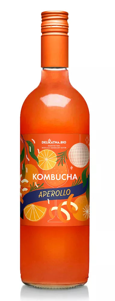 *DELIKATNA Kombucha mięta marokańska, dzika róża i granat (750 ml) - BIO