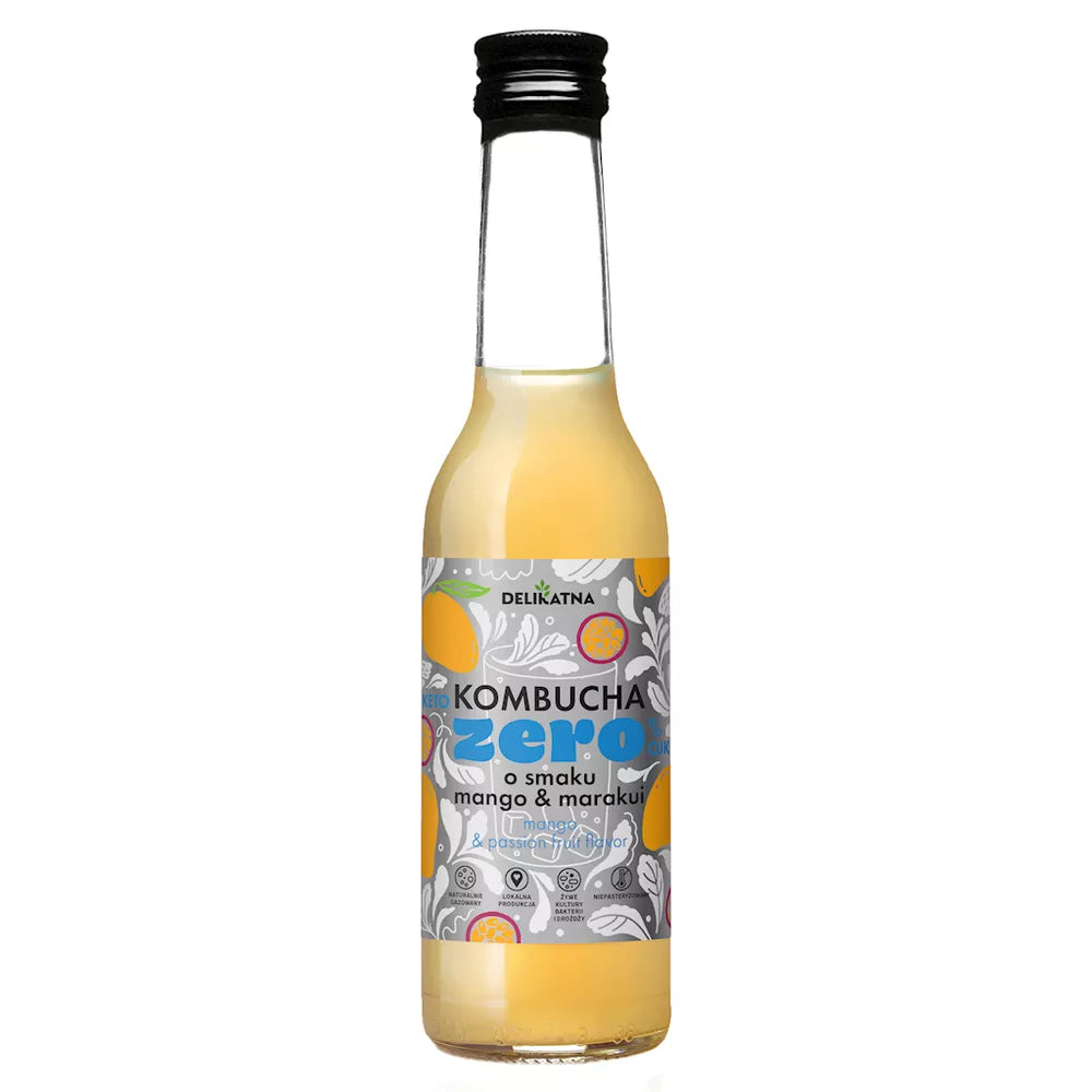 *DELIKATNA Kombucha ZERO o smaku mango i marakui 0% cukru (270 ml)
