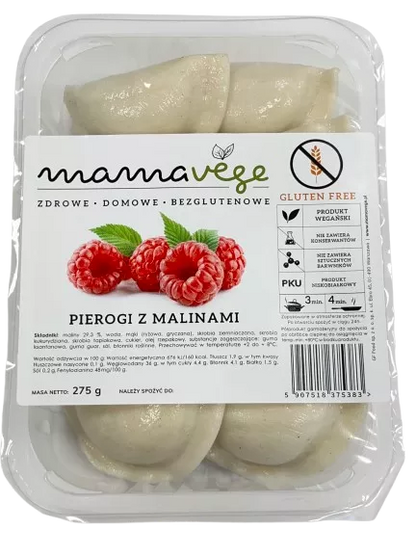 *MAMAVEGE Pierogi z malinami bezglutenowe PKU (275g)