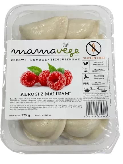 *MAMAVEGE Pierogi z malinami bezglutenowe PKU (275g)