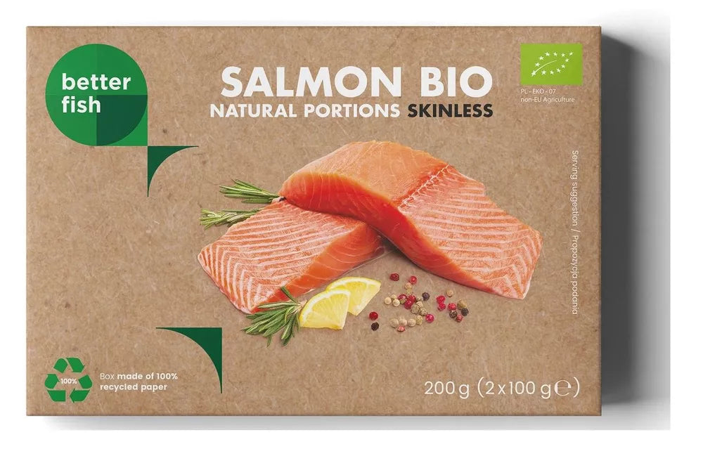 ***BETTER FISH Łosoś atlantycki bez skóry mrożony porcje 2 x 100 g (200 g) - BIO