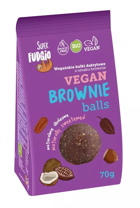 SUPER FUDGIO Kulki daktylowe o smaku brownie (70g) -  BIO