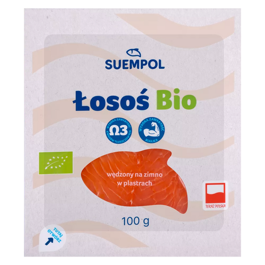 *SUEMPOL Łosoś ekologiczny wędzony na zimno, plastry (100g) - BIO