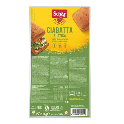 SCHAR Bułki wieloziarniste do zapiekania Ciabatta Rustica bezglutenowe bez laktozy (4 x 50g)