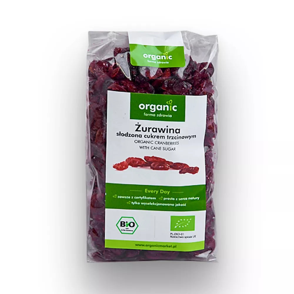 ORGANIC Żurawina słodzona cukrem trzcinowym ekologiczna (200g) - BIO
