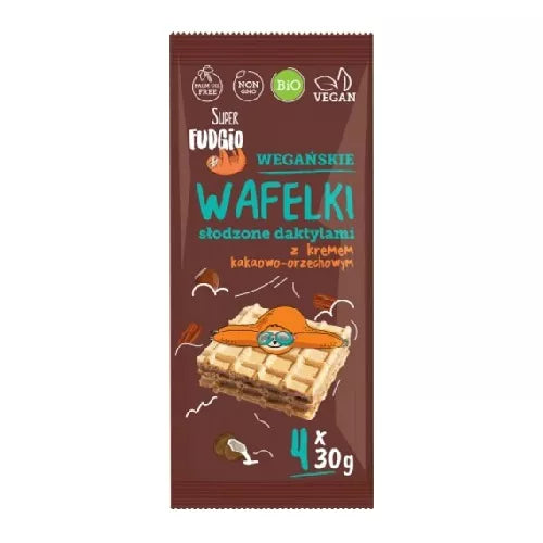 SUPER FUDGIO Wafelki z kremem słodzonym daktylem (4x30g) (120g) - BIO