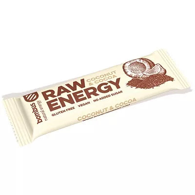 BOMBUS Baton Raw Energy banan - kokos bezglutenowy (50g)