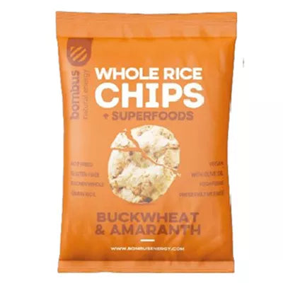 BOMBUS Chipsy ryżowe pełnoziarniste z chią i quinoą bezglutenowe 60g