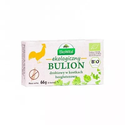 EKOWITAL Bulion drobiowy ekologiczny w kostkach, bezglutenowy, bez oleju palmowego (66g) - BIO
