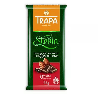 TRAPA Czekolada mleczna ze stewia bez dodatku cukru bezglutenowa (75g)