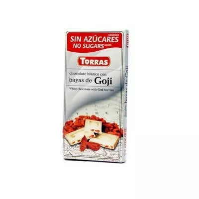 TORRAS Czekolada biała z jagodami goji bez cukru (75g)