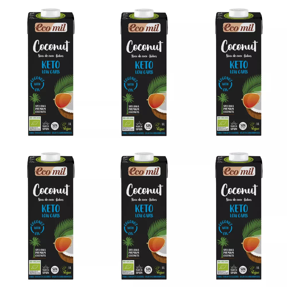 ECOMIL 6x Napój kokosowy Keto Low Carb, bezglutenowy  (1l) - BIO (zbiorcze)