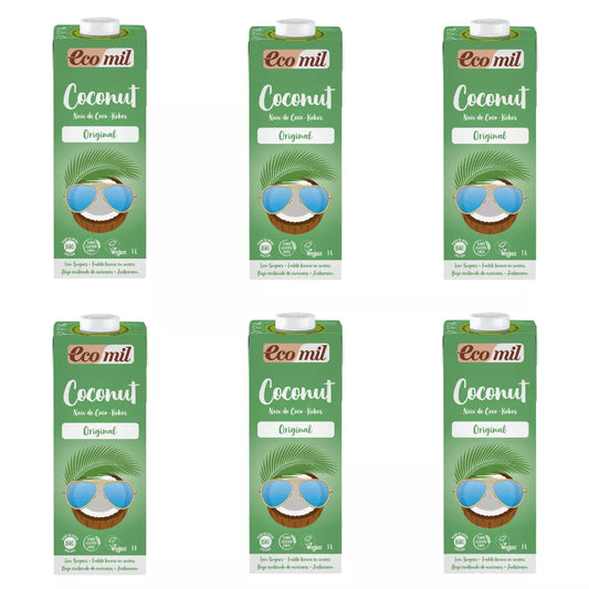 ECOMIL 6x Napój kokosowy słodzony syropem z agawy (1l) - BIO (zbiorcze)