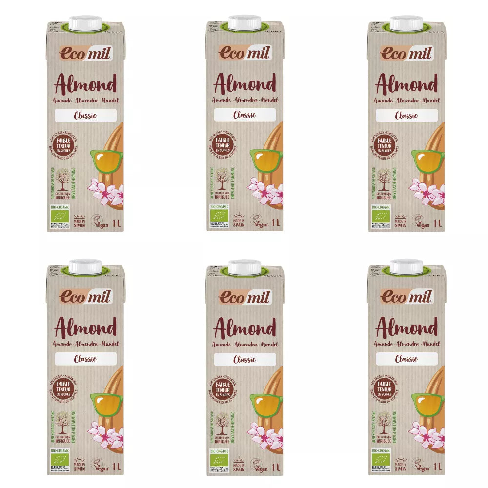 ECOMIL 6x Napój migdałowy Classic, bez cukru, bezglutenowy (1l) - BIO (zbiorcze)