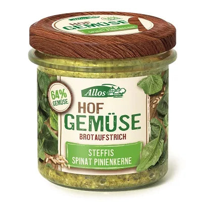 ALLOS Pasta warzywna ze szpinakiem i orzechami piniowymi bezglutenowa (135g) - BIO