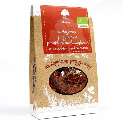 DARY NATURY Przyprawa pomidorowo-bazyliowa z czosnkiem niedźwiedzimi 40g- BIO